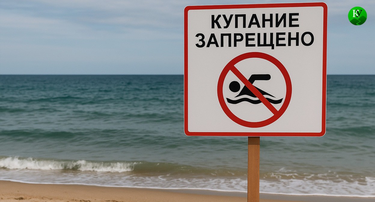 A sign "bathing is prohibited". Illustration created by Caucasian Knot using AI in the Copilot software.