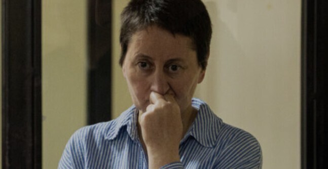 Mziya Amaglobeli in court. Photo from the “TV Pirveli” Channel’s website.
