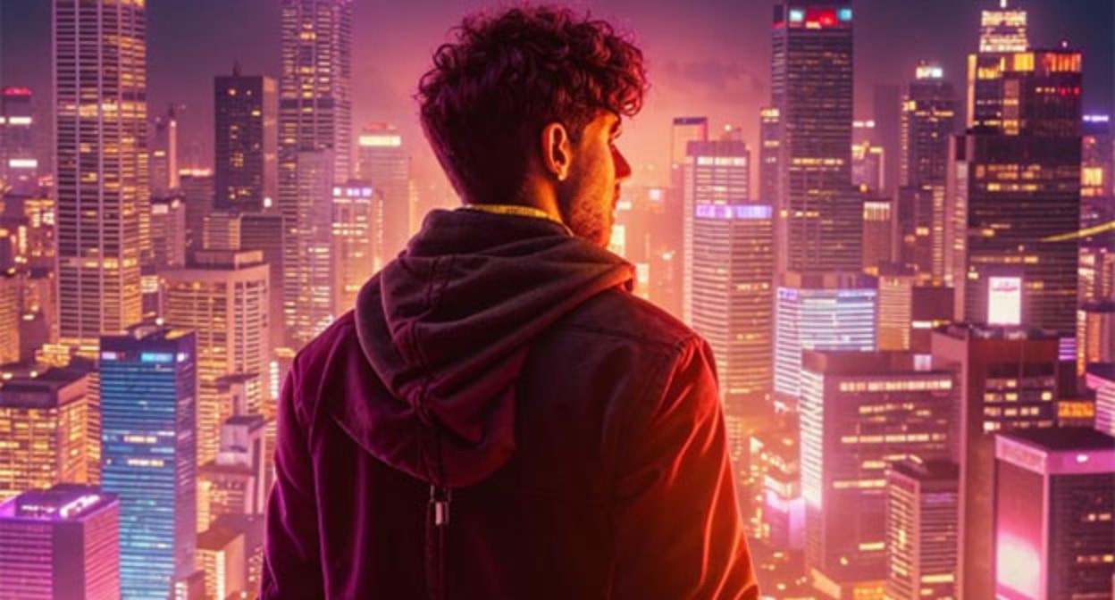 Young man. Illustration of "Caucasian Knot" created with Copilot