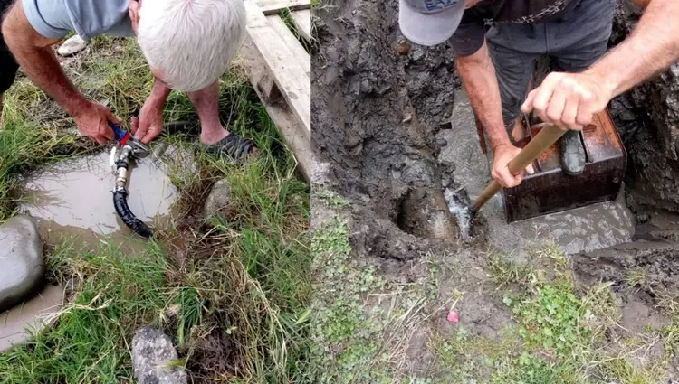 Water main repair in Magaramkent village. Photo: Magaramkent district administration
