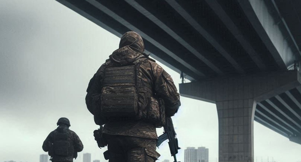 Military personnel in the North-Eastern Military District. Illustration created by "Caucasian Knot" using AI in the Copilot program