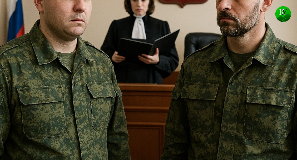 Military in court. Illustration created by "Caucasian Knot" with the help of AI in the Copilot program