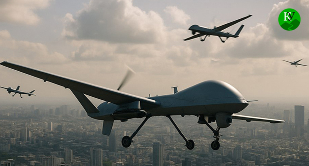 Drone attack. Illustration of the "Caucasian Knot" created using AI in the Copilot program.