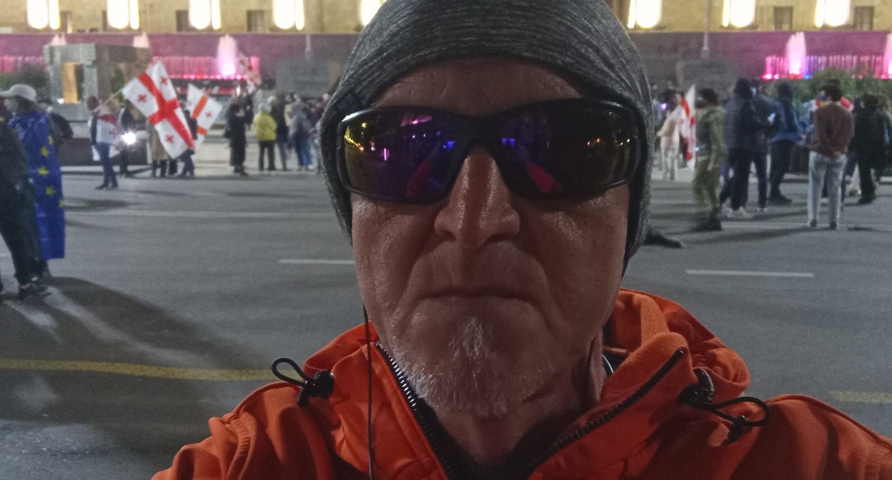 Nikolai Belikov during a protest outside the Georgian Parliament. Photo: Nike Belikov / Facebook*