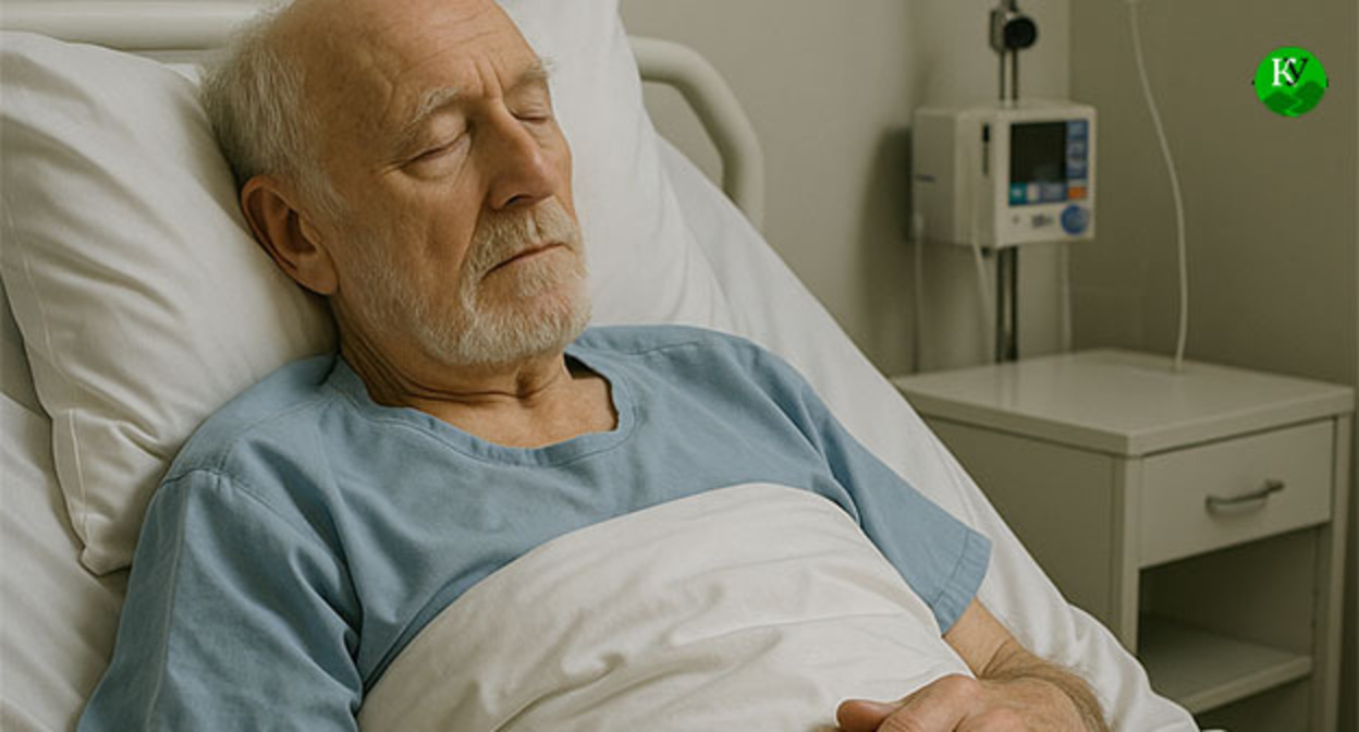 An elderly man in a hospital bed. Illustration by the "Caucasian Knot," created using AI in the Copilot program.