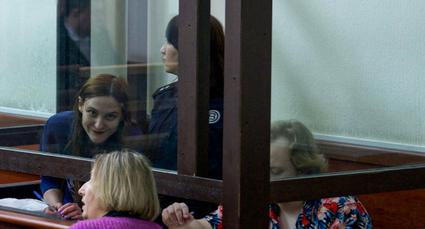 Zinovkina and Gribul in court. Screenshot from April 1, 2025, https://t.me/artemgribul/8