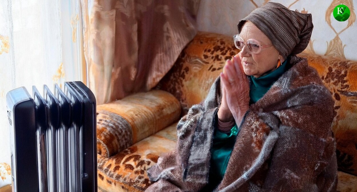 A woman near a heater. Illustration created by the "Caucasian Knot" using AI in Photoshop.