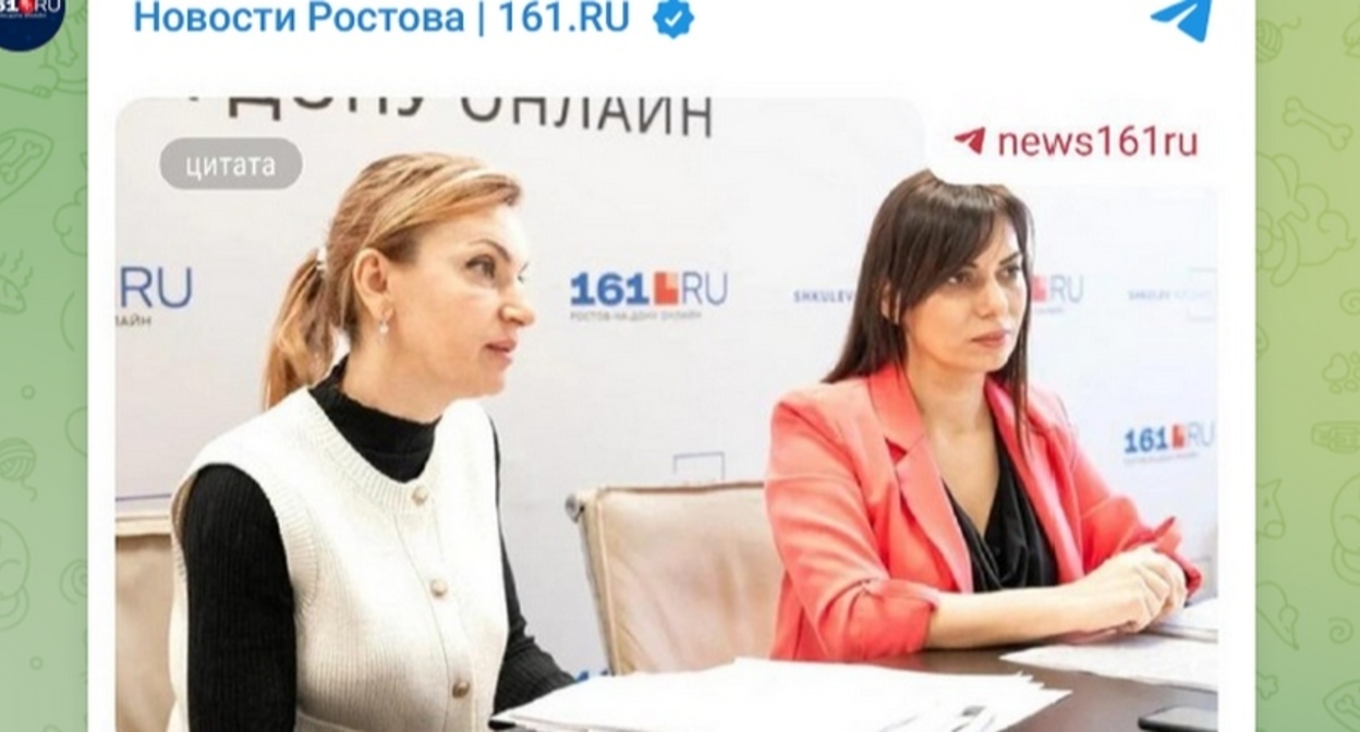 Accused Galina Pivovarova (left) and her lawyer. Screenshot from 161.ru https://t.me/news161ru/77469