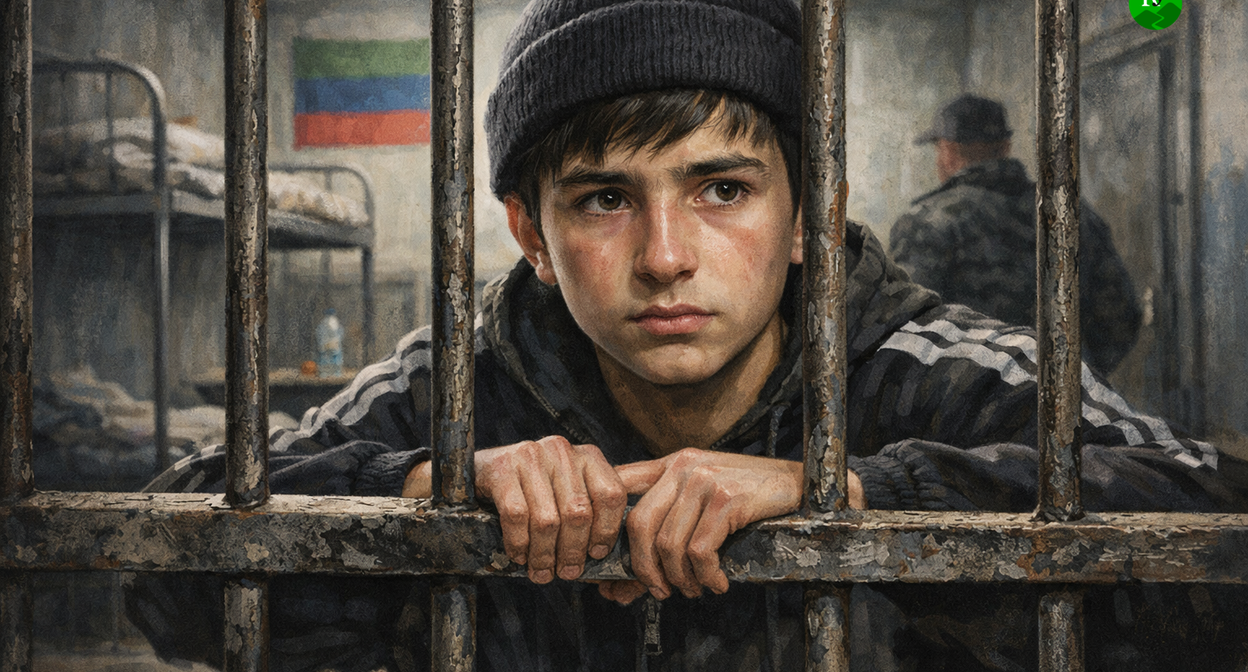 An arrested teenager. Illustration created by Caucasian Knot using AI in ChatGPT.