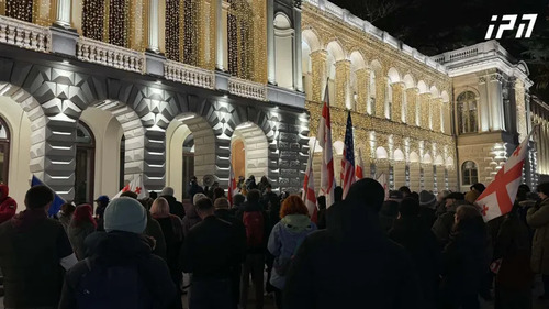 407th day of daily protests in Georgia. 407th day of daily protests in Georgia. Photo/https://www.interpressnews.ge/ka/article/859122-rustavelis-gamzirze-saprotesto-akcia-mimdinareobs