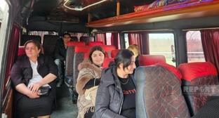 Former internally displaced persons. January 9, 2026. Photo: Report https://report.az/ru/vnutrennyaya-politika/v-4-sela-agderinskogo-rajona-otpravilas-pervaya-gruppa-zhitelej