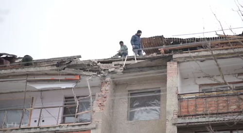 Video still showing the aftermath of a drone strike in Beslan. Photo: Georgy Atarov / Telegram channel