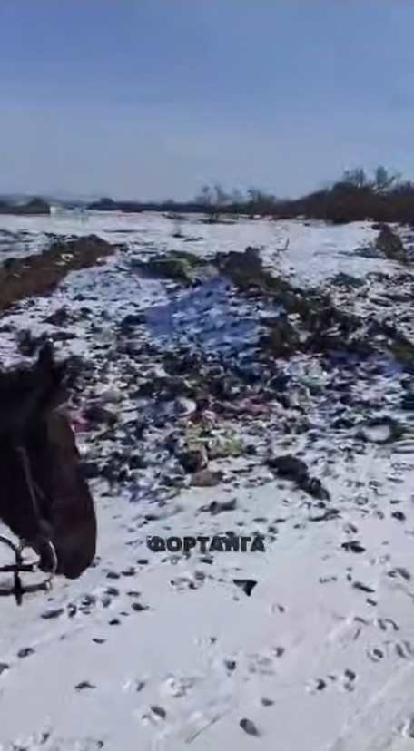 Still of an illegal dump in Sunzha. Photo: Fortanga / Telegram channel