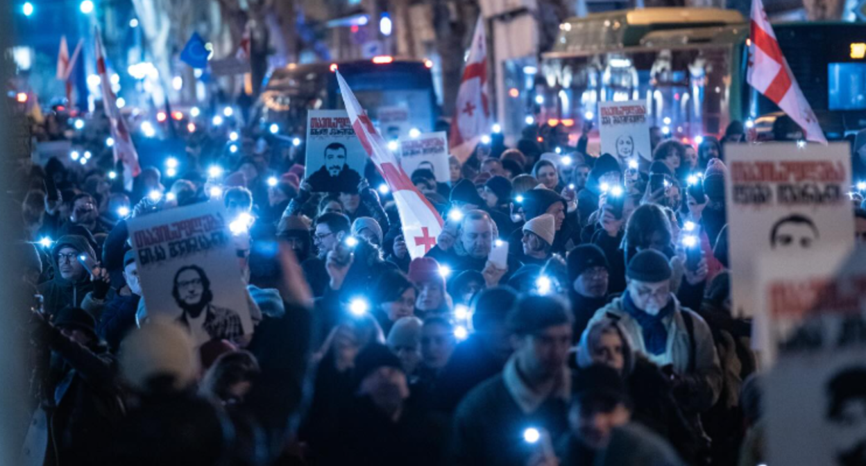 March participants. Screenshot from Publika photo from January 24, 2026, https://www.facebook.com/photo?fbid=1662324585167085&set=pcb.1662324721833738 (Meta, the company that owns the social network, is banned in Russia).