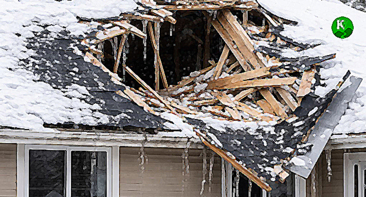 A damaged house. Illustration created by the "Caucasian Knot" using AI in the Copilot program.