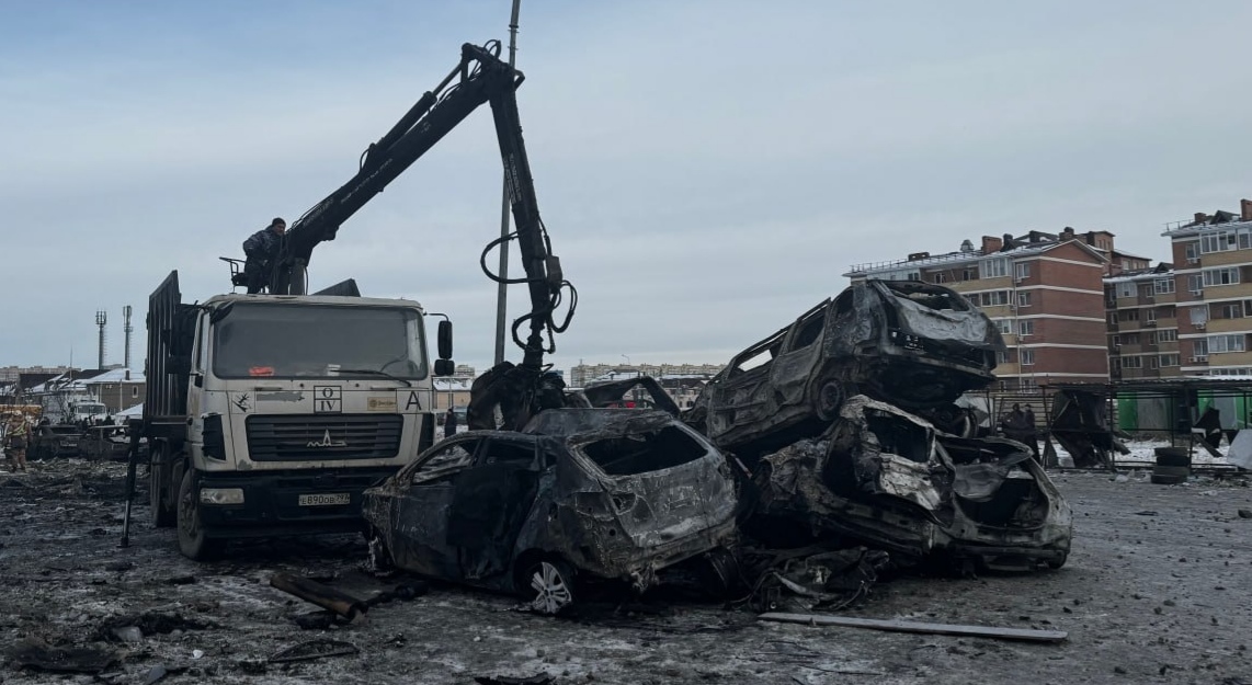 The aftermath of an airstrike in the village of Novaya Adygeya. Photo from Murat Kumpilov's Telegram channel https://t.me/muratkumpilov