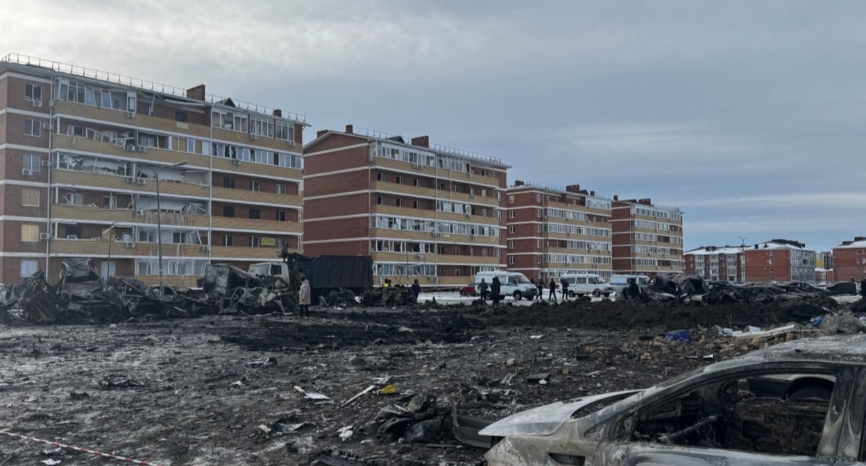 The aftermath of an airstrike in the village of Novaya Adygeya. Photo from Murat Kumpilov's Telegram channel https://t.me/muratkumpilov/18339