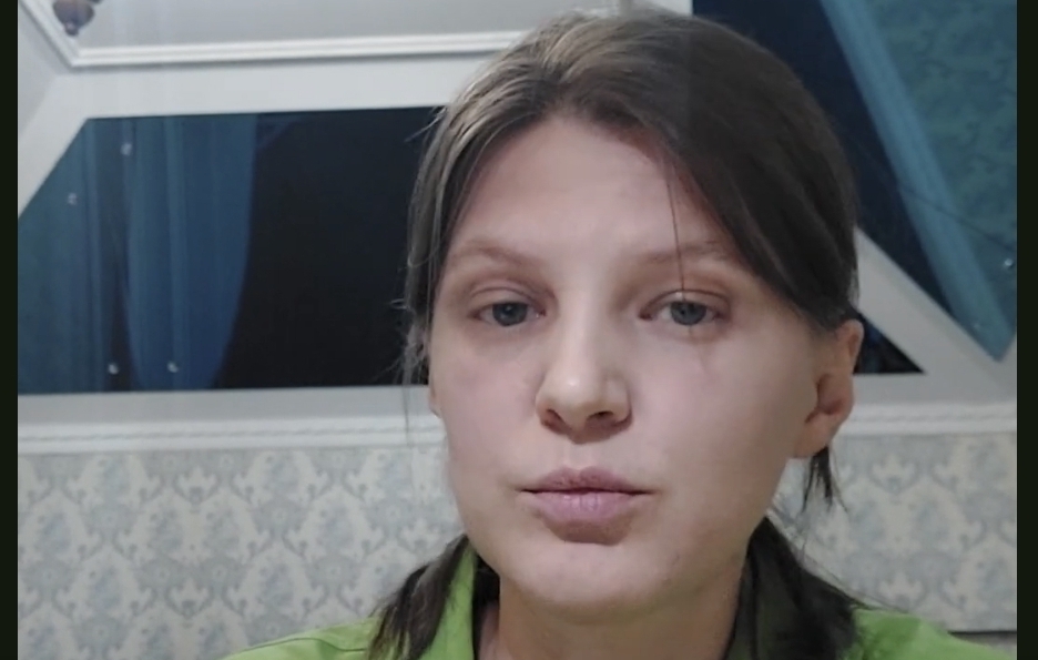 Yulia Melnichenko. A still from a video message on YouTube