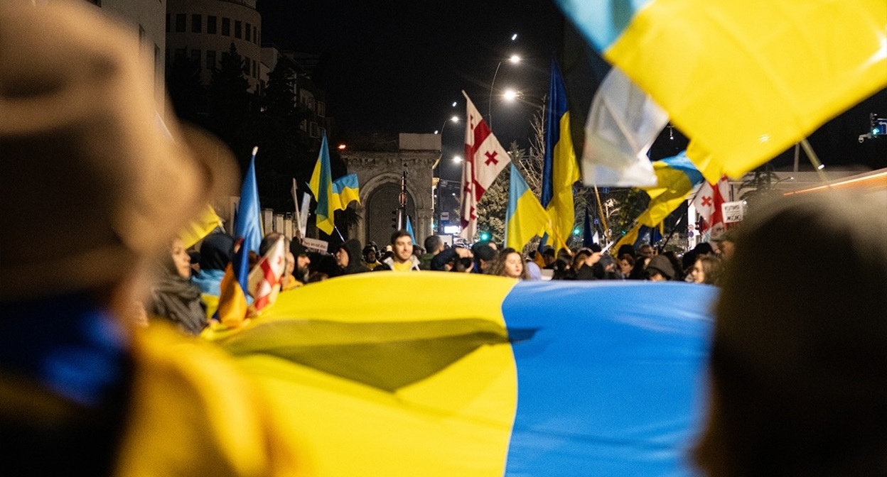 Participants in the march in Tbilisi, February 24, 2026. Photo: Khatia Kakhidze / Publika