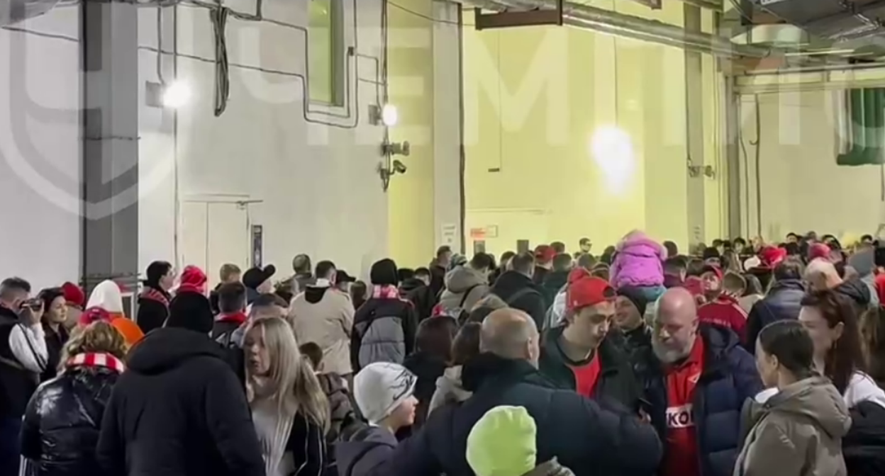 Fans await the RPL match. Still from the "Championship" video from March 1, 2026, https://t.me/champkrugi/2107.