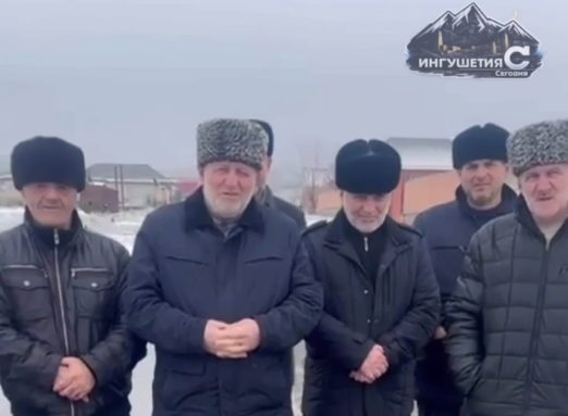 A still from a video message from Sagopshi residents to Kalimatov. Photo: News_Ingushetii Official / Telegram channel
