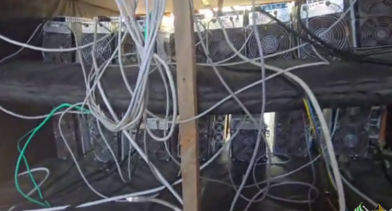 A mining farm in the Ochamchira district. Still from a video released by the Abkhazian Ministry of Internal Affairs on March 14, 2026, https://t.me/mvd_raa/2452. A mining farm in the Ochamchira district. Still from a video released by the Abkhazian Ministry of Internal Affairs on March 14, 2026, https://t.me/mvd_raa/2452.