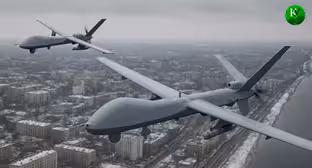 A UAV in flight. Illustration created by the Caucasian Knot using AI in the Copilot program.