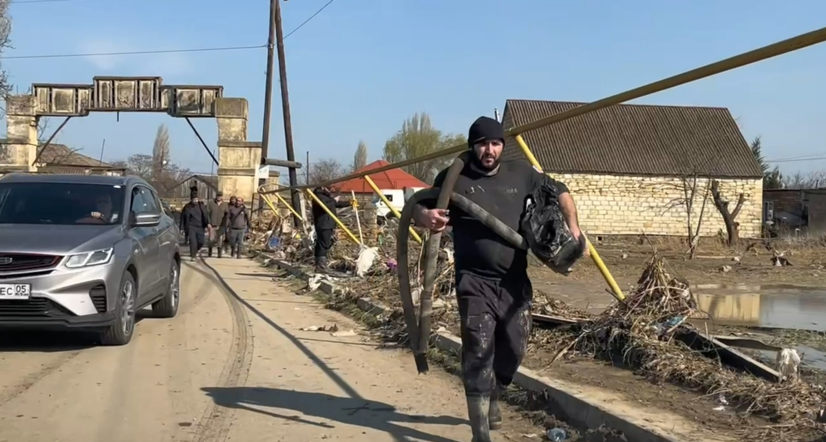 The village of Mamedkala after the flood. Still from a video from the Derbent District Administration: https://t.me/derbentskiyrayon_official/21857