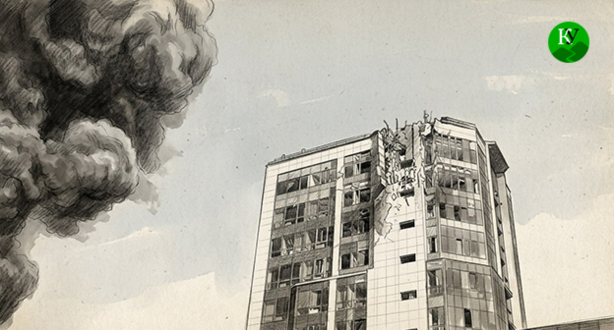 A house damaged in a fire. Illustration created by the "Caucasian Knot" using AI in the Copilot program.