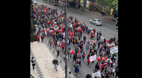 March in Tbilisi on May 3. Video still from Publika, https://www.facebook.com/reel/1521767419672212