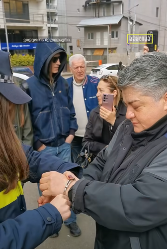Image of the arrest of activist Tamuna Giorgadze after the verdict was announced. Photo: Publika / Facebook