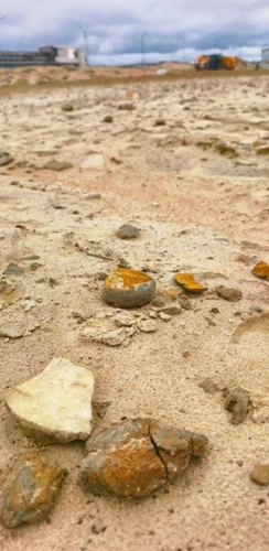 Photo of sand being dumped in Anapa with a large clay fraction and stones