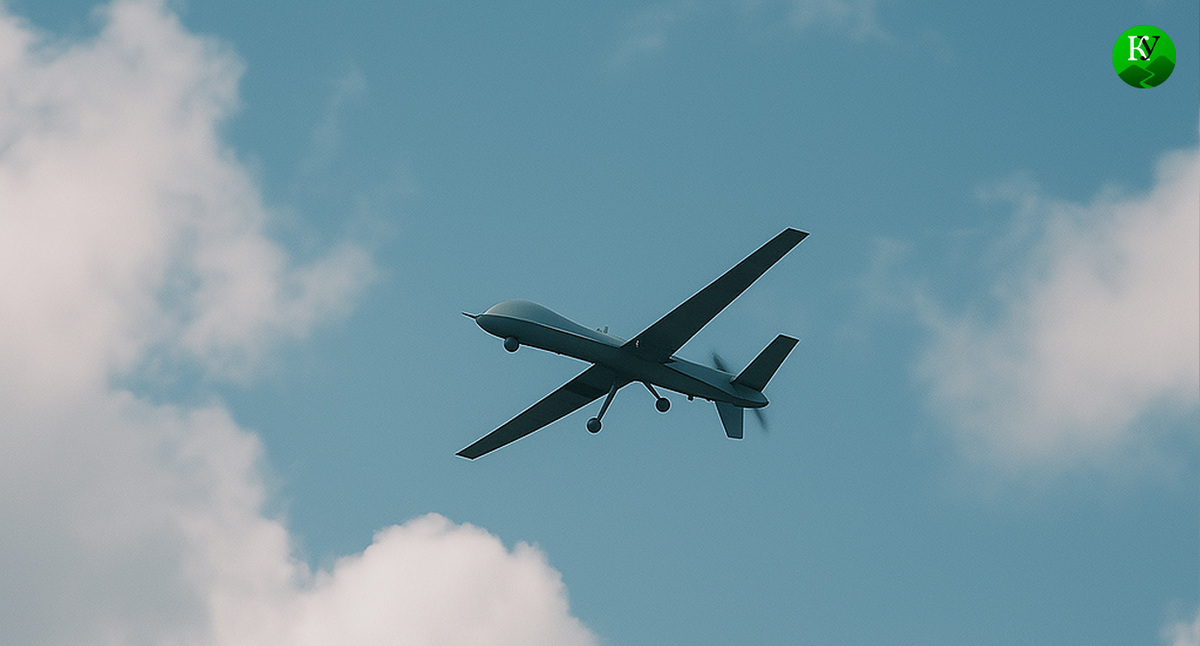 A UAV in the sky. Illustration created by the "Caucasian Knot" using AI in the Copilot program.