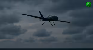 A UAV in the sky. Illustration created by the "Caucasian Knot" using AI in the Copilot program.