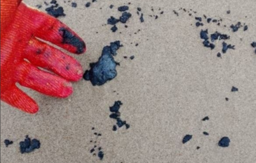 Waste on the beach. Screenshot of a photo from Zhora Kavanosyan's Telegram channel, https://t.me/ecozhora/7838