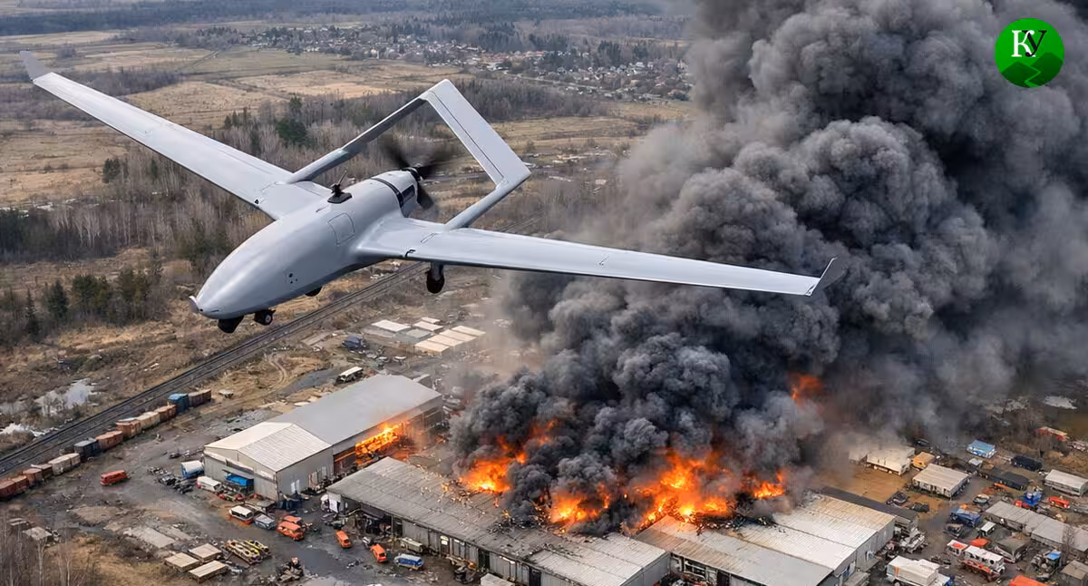A drone and damage to a commercial facility. Illustration created by Caucasian Knot using AI in the Copilot program. A drone and damage to a commercial facility. Illustration created by Caucasian Knot using AI in the Copilot program.
