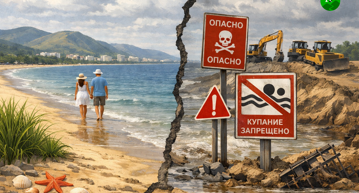 Beaches of Anapa. Illustration created by the "Caucasian Knot" using AI in the Copilot program.