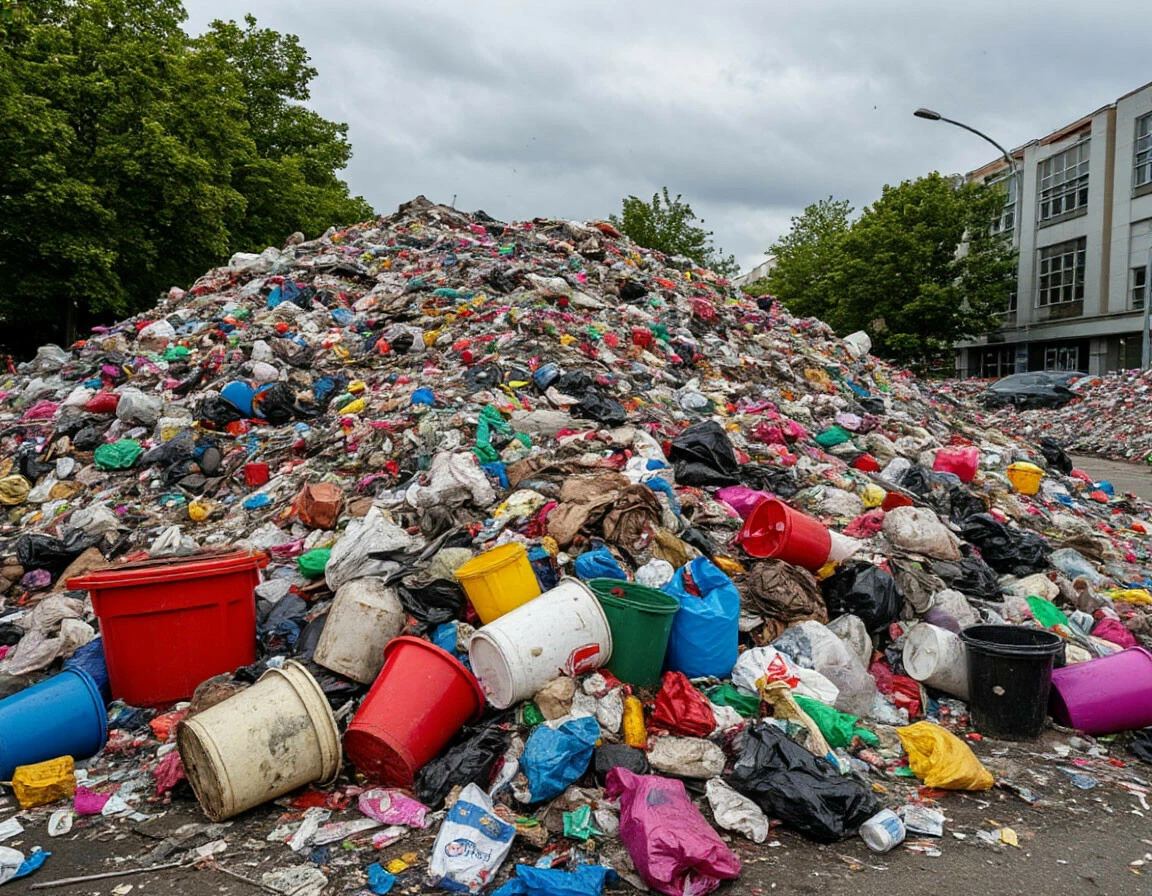 Garbage piles up in Prokhladny. Photo: Public News Service / https://www.osnmedia.ru/obshhestvo/zhiteli-prohladnogo-v-kabardino-balkarii-pozhalovalis-chto-gorod-pogryaz-v-musore/