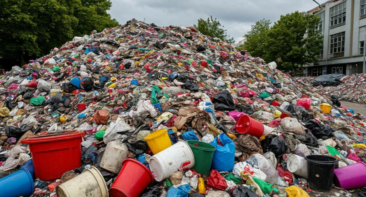 Garbage piles up in Prokhladny. Photo: Public News Service / https://www.osnmedia.ru/obshhestvo/zhiteli-prohladnogo-v-kabardino-balkarii-pozhalovalis-chto-gorod-pogryaz-v-musore/ Garbage piles up in Prokhladny. Photo: Public News Service / https://www.osnmedia.ru/obshhestvo/zhiteli-prohladnogo-v-kabardino-balkarii-pozhalovalis-chto-gorod-pogryaz-v-musore/