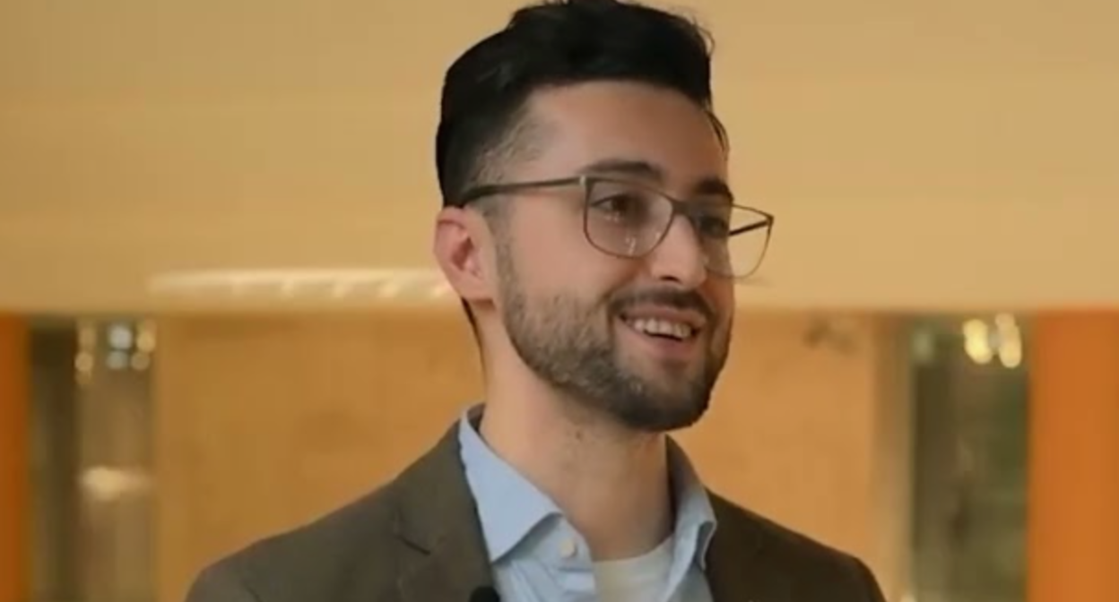 Igbal Abilov. Still from a JamNews video, https://www.youtube.com/watch?v=LvV1TCazR-8