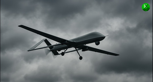 A UAV in the evening sky. Illustration created by the "Caucasian Knot" using AI in the Copilot program.
