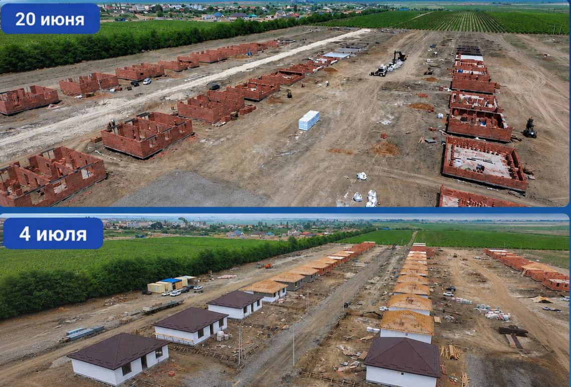 The new microdistrict in Mamedkala on June 20 (above) and July 4. Screenshot from the government of Dagestan https://t.me/pravitelstvord/39298 The new microdistrict in Mamedkala on June 20 (above) and July 4. Screenshot from the government of Dagestan https://t.me/pravitelstvord/39298