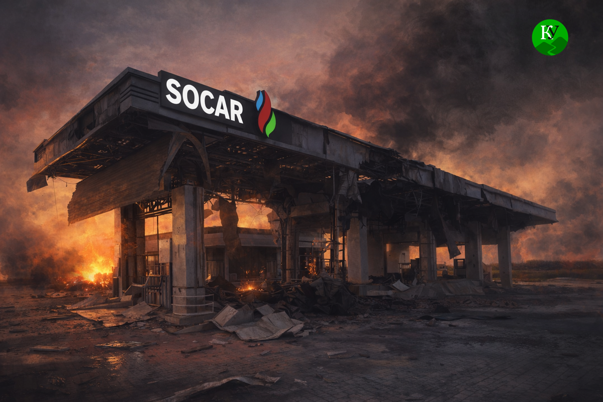 Burning gas station. The illustration was created by the "Caucasian Knot" using AI in the Copilot program. Burning gas station. The illustration was created by the "Caucasian Knot" using AI in the Copilot program.