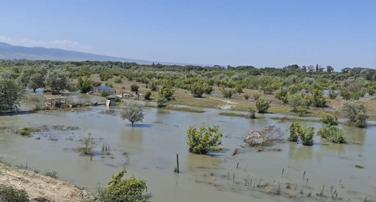 Erosion of the banks of the Sulak River. Frame from a video by the administration of the Kizilyurt district / Telegram