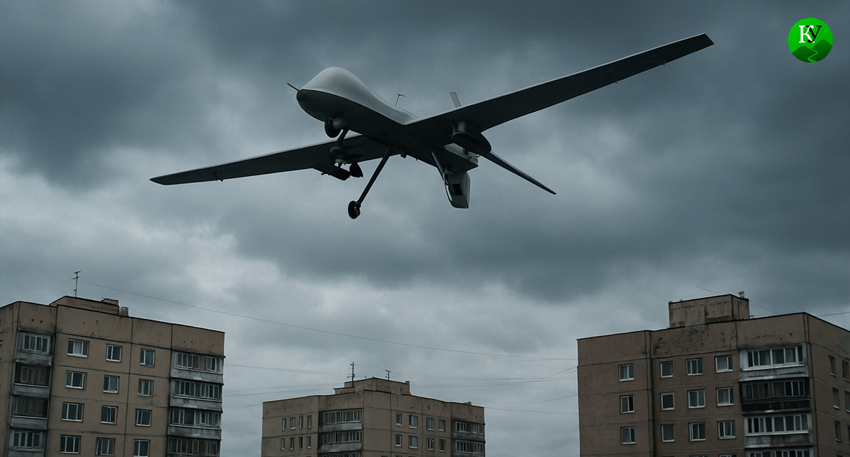 UAVs in the sky. Illustration created by "Caucasian Knot" using AI in the Copilot program.