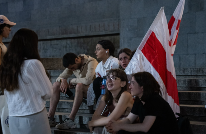 Participants of the protest action in Tbilisi. Screenshot from Publika photo dated 02.08.26, https://www.facebook.com/photo/?fbid=1830019351730940&set=pb.100041686795244.-2207520000 (the activities of the company Meta, which owns the social network, are banned in Russia)