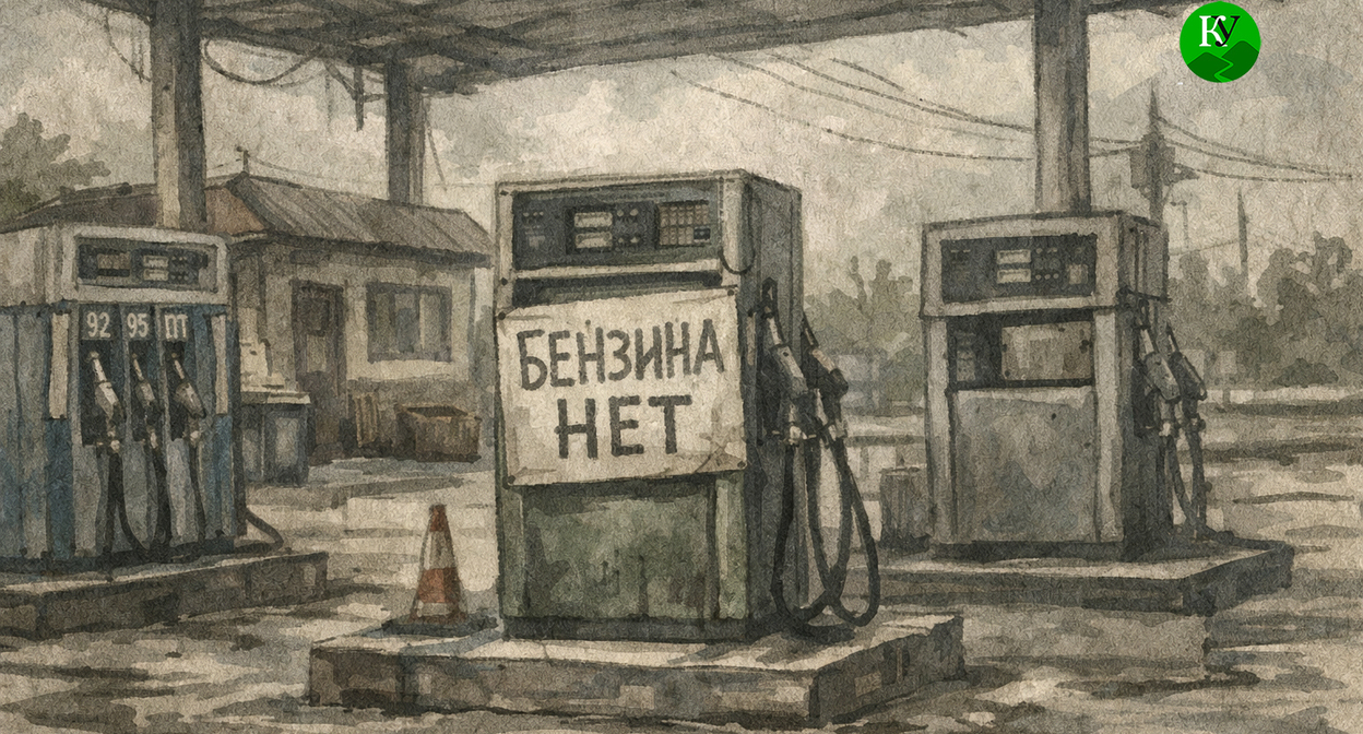 Announcement at the gas station about the lack of gasoline. Illustration created by "Caucasian Knot" using AI in the Copilot program. Announcement at the gas station about the lack of gasoline. Illustration created by "Caucasian Knot" using AI in the Copilot program.