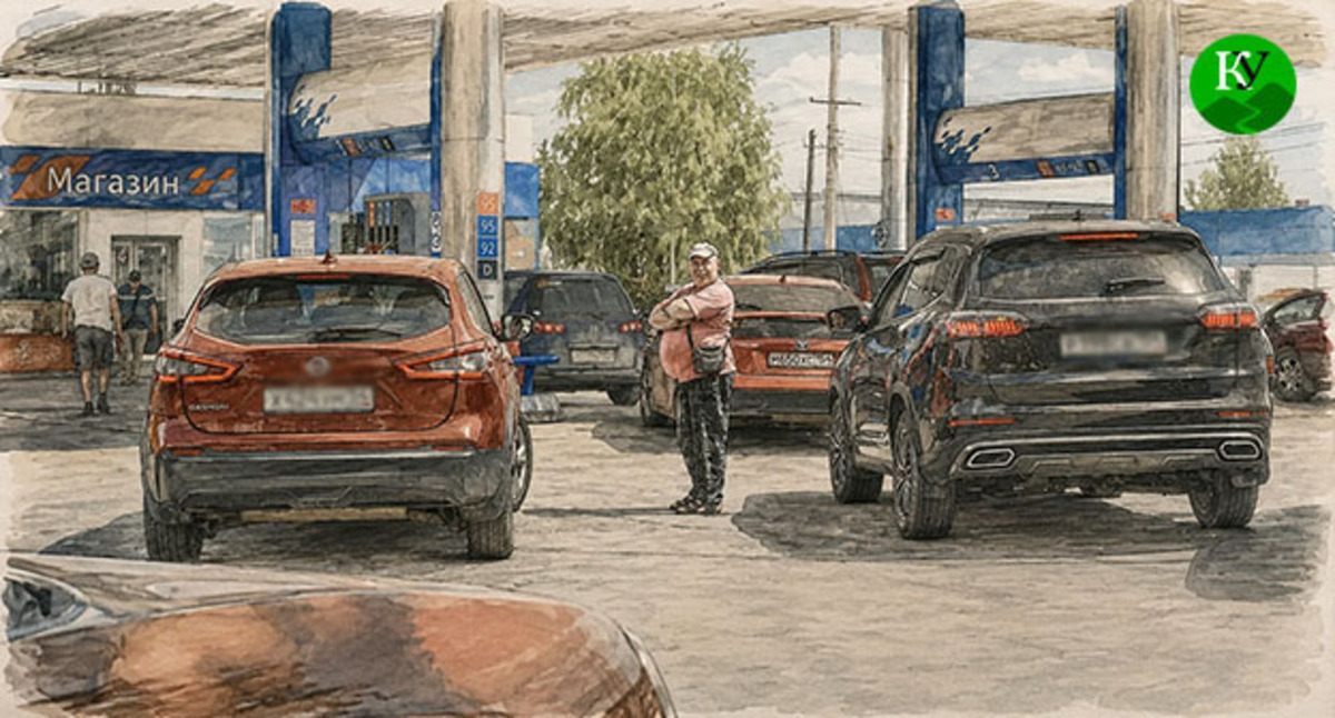 Queue at the gas station. Illustration created by "Caucasian Knot" using AI in the Copilot program. Queue at the gas station. Illustration created by "Caucasian Knot" using AI in the Copilot program.