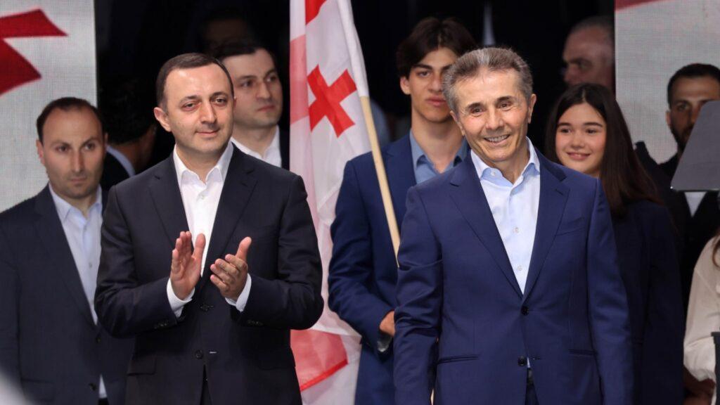 A frame of former Prime Minister Irakli Garibashvili with Bidzina Ivanishvili. Photo: Georgia 24 / Telegram channel