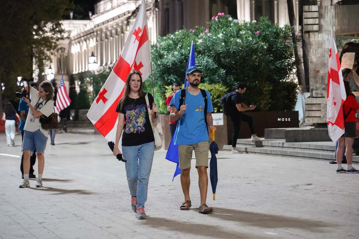 Participants of the continuous actions on the 639th day on Rustaveli in Tbilisi. Photo: MO SE / Facebook